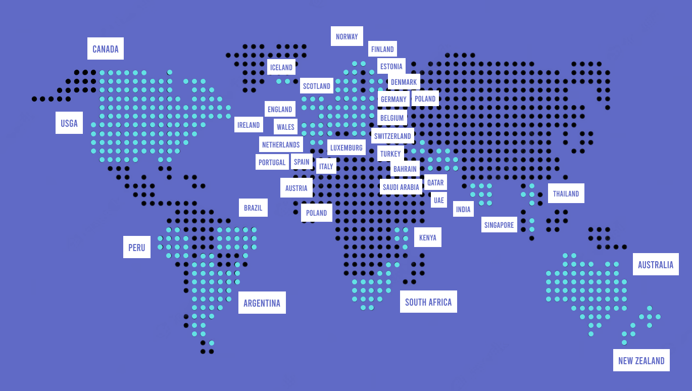 World Map showing Upgame's global presence